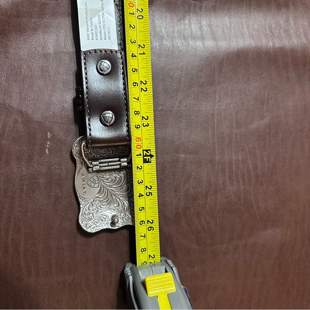 Ariat Brown and Tan Kids Leather Belt - Picture 7 of 9